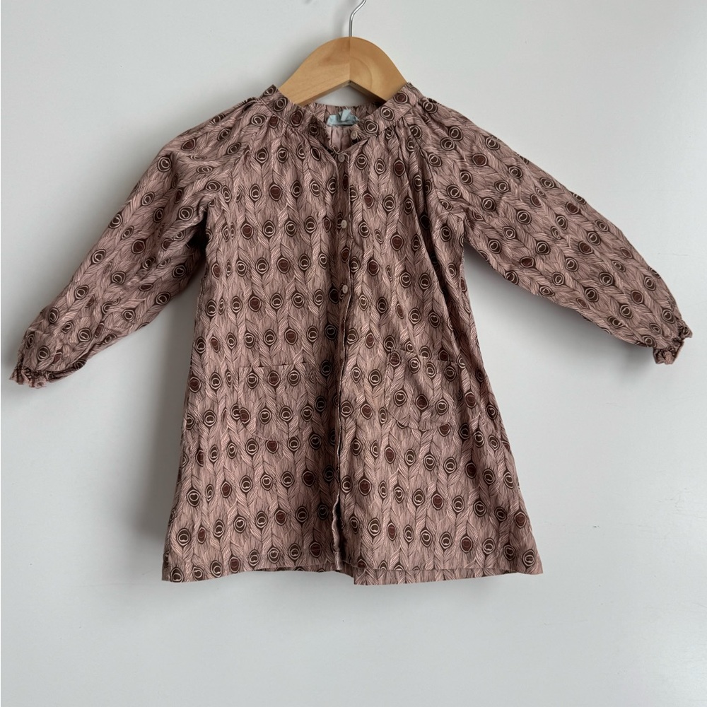 Mini A Ture Girl A line Dress 12 months Heart Peacock 100%‎ Cotton Pockets Lined